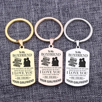 

Accessories Dog Tag To My Boyfriend I Love You Car Bag Charms Keychain Engraved Trinket Gift Jewelry Keyrings Pendant Couple