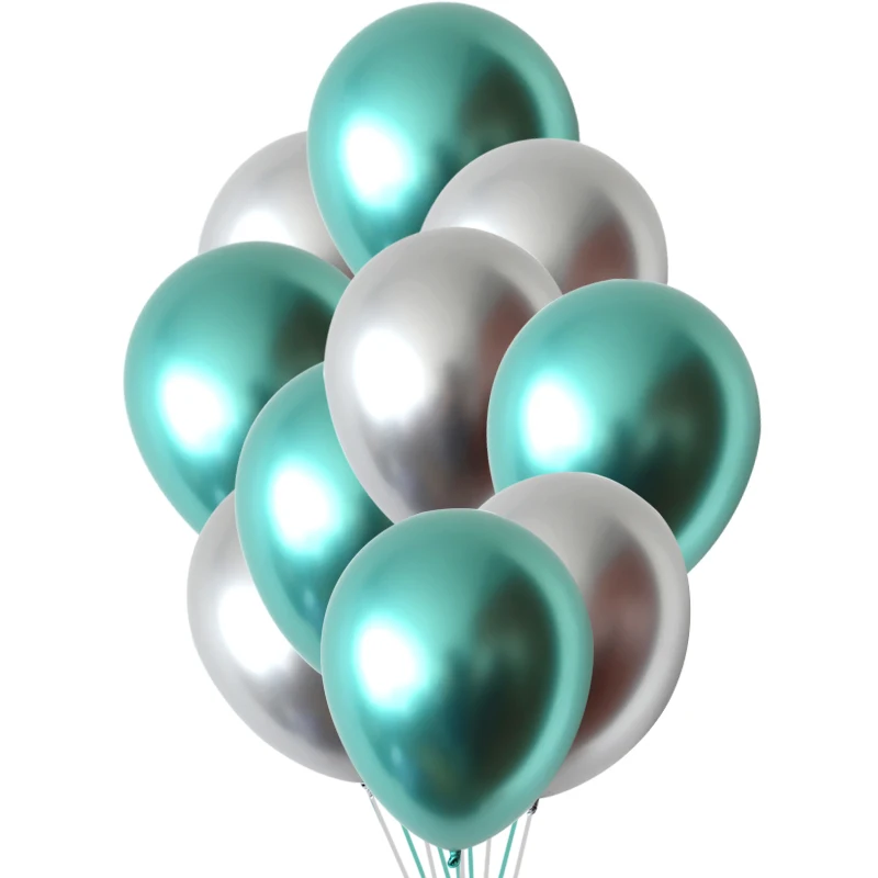 10 шт. 12 дюймов металлические хромированные латексные воздушные шары для свадьбы, Рождества, дня рождения, вечеринки, металлические воздушные шары, воздушные шары для детского душа, декоративные шары - Цвет: Silver Green