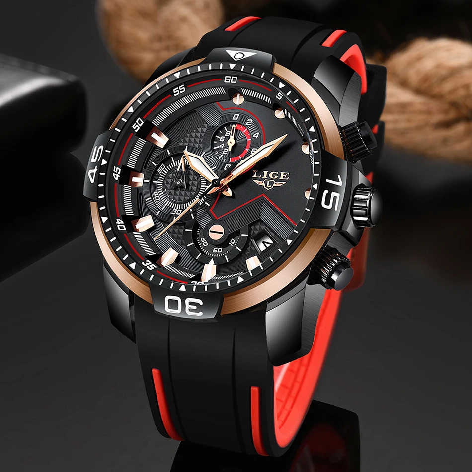 2019 LIGE Big Dial Men's Watch Chronograph Sport Men Watches Design Creative With Dates Male Wristwatch Mens Stainless Steel | Наручные