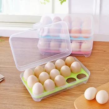 

15 Grids Convenient Egg Food Storage Box Kitchen Refrigerator Anti-collision Storage Boxs Portable Wild Picnic Egg Organizer