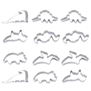 

6 Pcs Stainless Steel Cookie Cutters Dinosaur Shape Biscuit Friut Cutter Mold Cake Decorating Tool