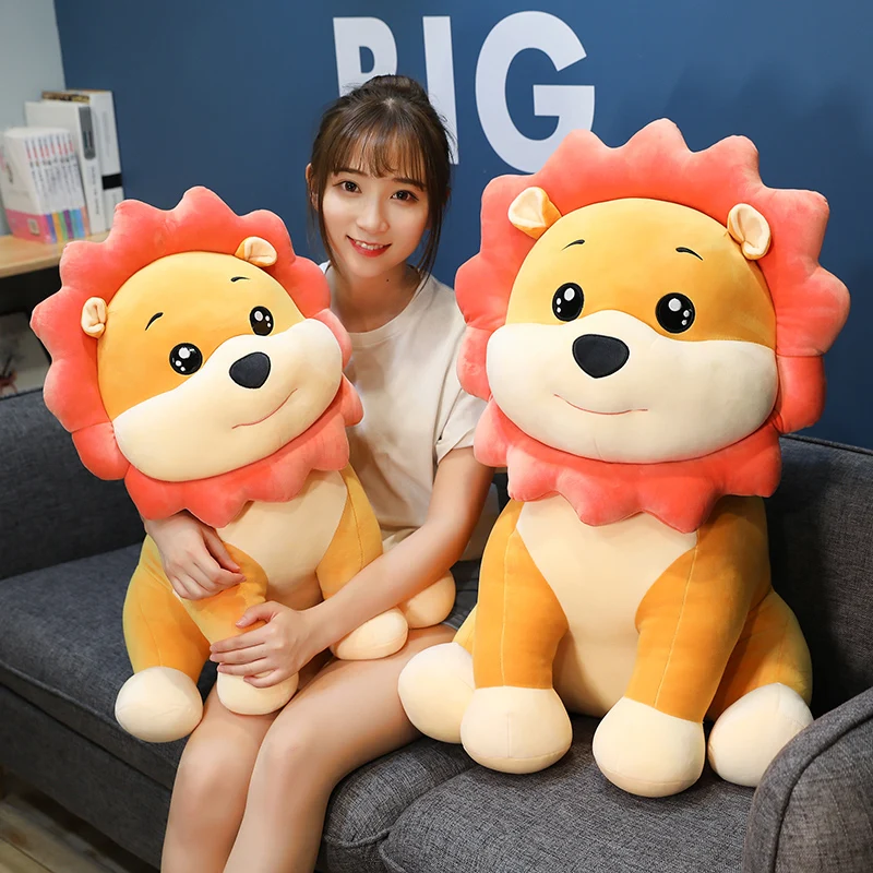 

1pc 50/60/70cm Big Size Kawaii Smile Sitting Lion Plush Toys Stuffed Soft Animal Lion Pillow Cushion for Children Girls Gifts