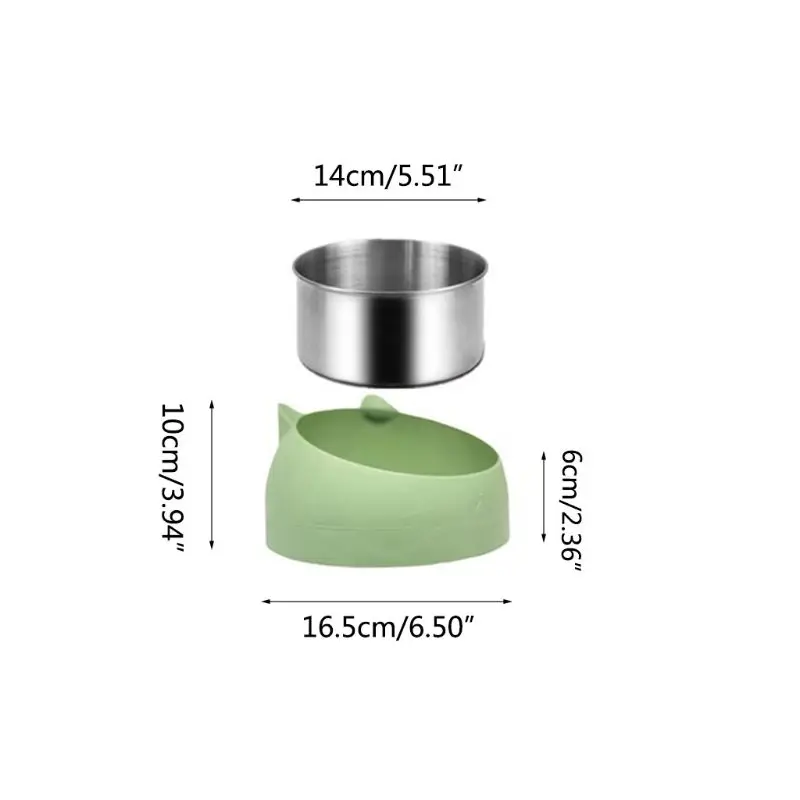 Милая миска для кошек и собак из нержавеющей стали с защитой шейного позвонка, миски для кормления, косой рот, миски для домашних животных из нержавеющей стали