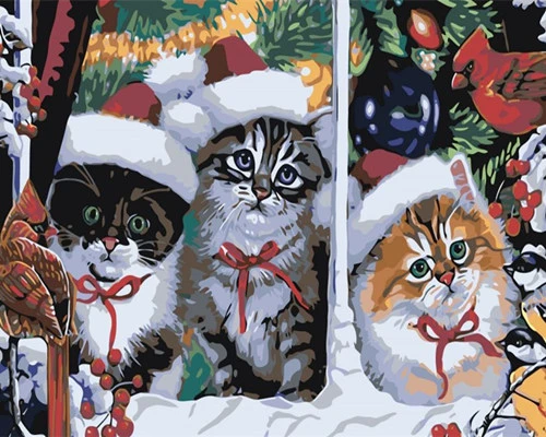 HUACAN картины по номерам кошка животные наборы для рисования холст ручная роспись DIY картина маслом цветок украшение дома искусство - Цвет: SZHC1-423
