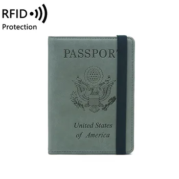 

MCNEELY Travel Leather USA Passport Cover Rfid Protection Credit Card Passport Holder Wallet Case for American