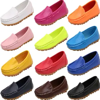 

EUR Size 21-37 Children Shoes PU Leather Casual Shoes Styles Baby Boys Girls Shoes Soft Breathable Loafers Slip On Kids Sneaker