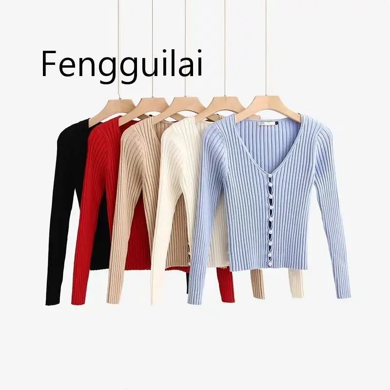 FENGGUILAI Fashion Autumn V-Neck Long Sleeve Pearl Knitted Sweater Women Sexy Vintage Solid Knitwear Sweater Slim Streetwear FENGGUILAI Fashion Autumn V-Neck Long Sleeve Pearl Knitted Sweater Women Sexy Vintage Solid Knitwear Sweater Slim Streetwear