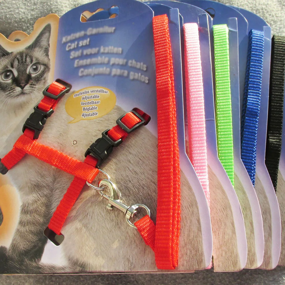 

10pcs/lot Nylon Pet Cat Harnesses with Leash Together Small Dog Cat Harnesses Leashes Mixed Colors Available
