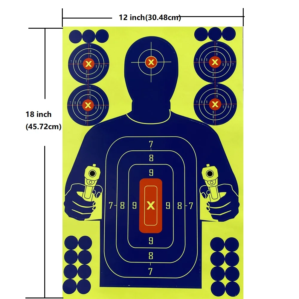 Shooting Targets Stickers Spinner Shooting Targets 10 Pcs 12*18 Inch Fresh Blue Silhouette Splatter & Reactive Blooming Target