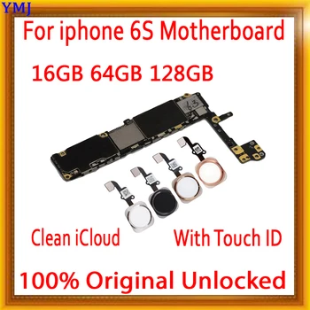 

Original unlocked For iphone 6s Motherboard With / NO Touch ID 16gb / 64gb /128gb for iphone 6s Mainboard with IOS Updated