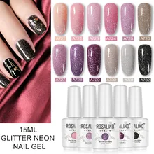 ROSALIND 15 мл Блестящий неоновый Гель-лак для ногтей гибридные Лаки нужен УФ светодиодный маникюрный неоновый дизайн для ногтей впитываемый базовый верхний слой гель Праймер