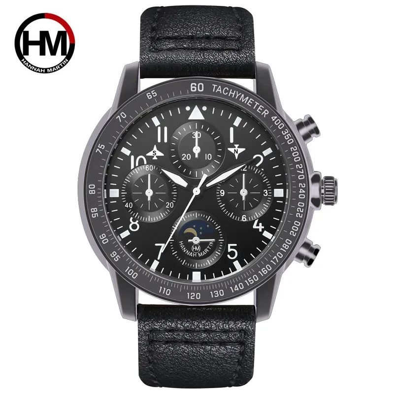 

HM Men's Top Luxury Brand Measuring Wind Speed Fashion Creative Quartz Men's Watch Leather Casual Waterproof Calendar Clock Male