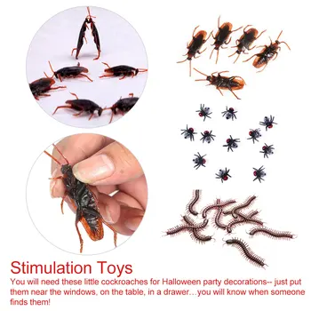 

Plastic Cockroaches Funny Decoration Props Rubber Toy Gags Practical Jokes Toys Plastic Bugs Cockroach 10 pcs