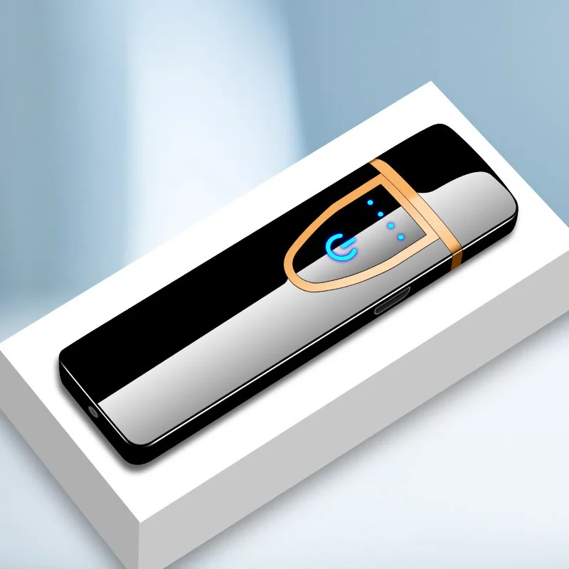 Зарядная Зажигалка сенсорная Индукционная ветрозащитная электронная ультратонкая USB Зажигалка под заказ металлическая - Цвет: A3-84x24x9mm