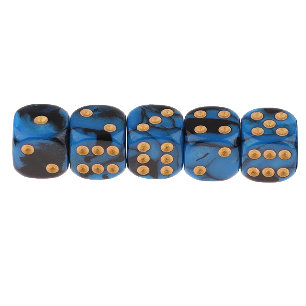 5x6-sided Game Dice 16mm Dice for Board Games and Teaching Math Board Game Dices Party Dices Set 6 Sided 