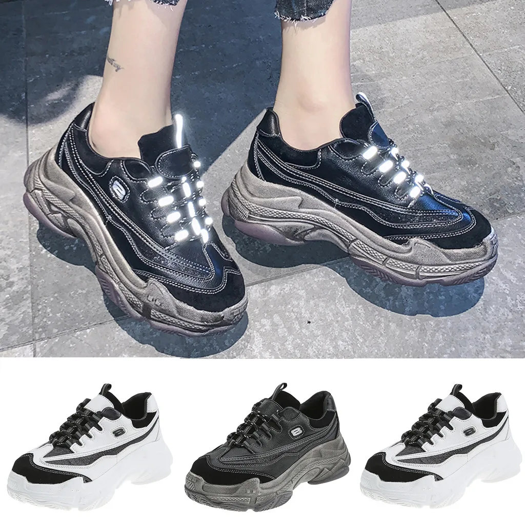 Новинка года; Модные женские кеды на высокой платформе; светящаяся женская обувь; цвет черный, белый; дышащие кроссовки; Zapatos; повседневная обувь; Mujer; Размеры#3