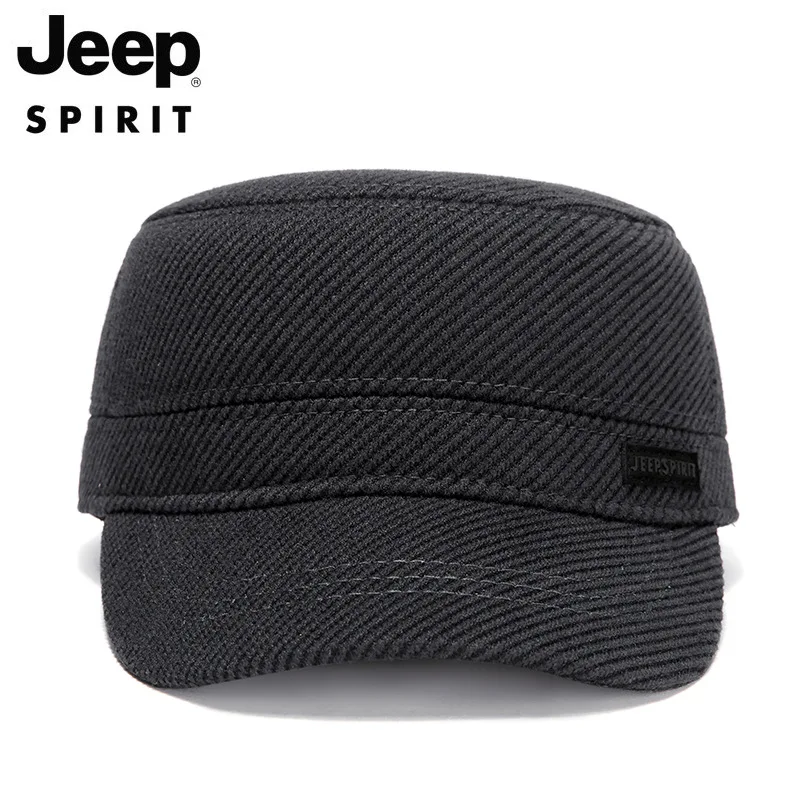 JEEP SPIRIT брендовая мужская осенне-зимняя флисовая Толстая Теплая мужская кепка s ветровка Женская плоская кепка Регулируемая Кепка с ушками