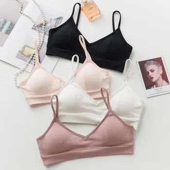 

New sexy camis Bra Women's Beauty Back Bras Girls Sweet Cotton Without Rims Bras Breast Padded Removable Underwear for women