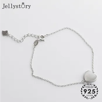 

Jellystory Fashion 925 Sterling Silver Women Bracelets with Heart-shaped Moonstones Gemstone Jewelry Bangles Wedding Party Gifts