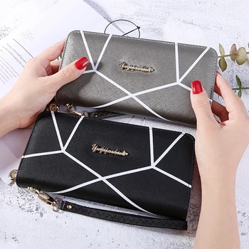 

women's zipper string bright PU leather big capacity fashion long wallets female clutch cash wallet cell phone pack