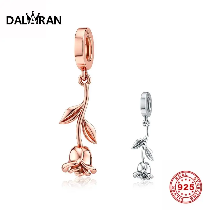 

DALARAN Rose Charms 925 Sterling Silver Pendants Charms Fit Pandora Charms Silver 925 Original Bracelet Necklace Jewelry Making