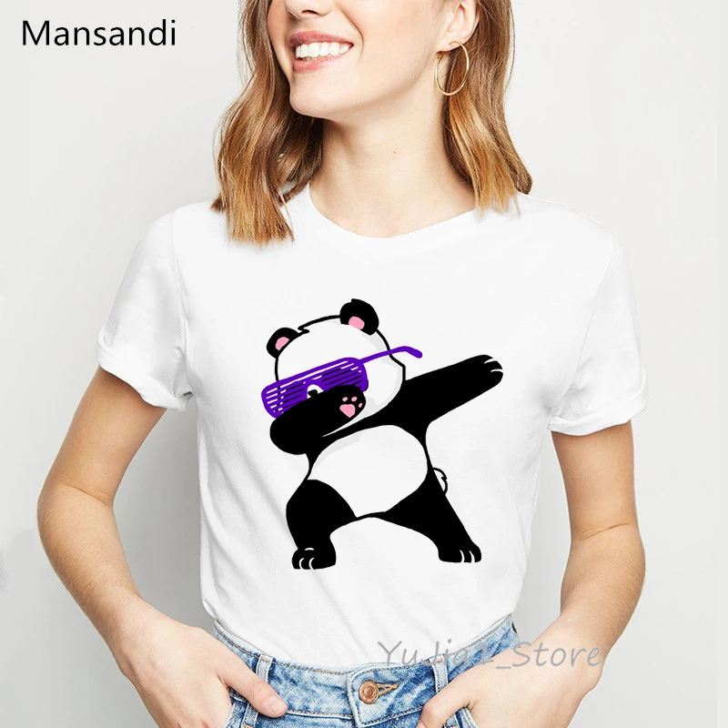 

funny panda/cat Dabbing printed tshirt women plus size vogue white t shirt femme harajuku shirt kawaii clothes female t-shirt