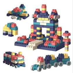 100 шт./пакет пластиковые строительные блоки DIY креативные железнодорожные Кирпичи игрушки для детей, для ребенка, обучающие игрушки