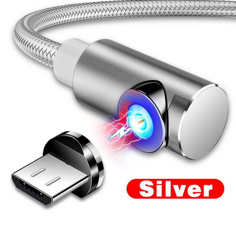 Silver GTWIN Магнитный кабель для быстрой зарядки Micro usb type C зарядное устройство для iPhone XS Max X XR 6S samsung S10 S9 S8 Магнитный нейлоновый кабель Шнур - Цвет: Silver