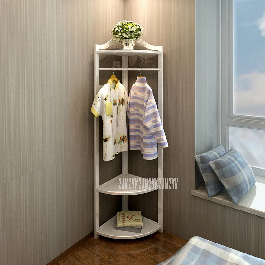 

Solid Wood Floor Clothing Shelf Simple Floor Standing Bedroom Corner Coat Cloth Rack Hanger Shelf European Creative Organizer