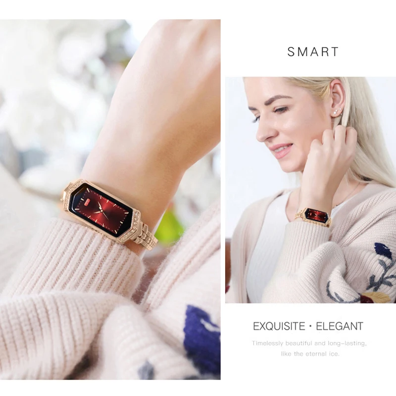Montre-bracelet femme avec écran IPS, étanche et design slim