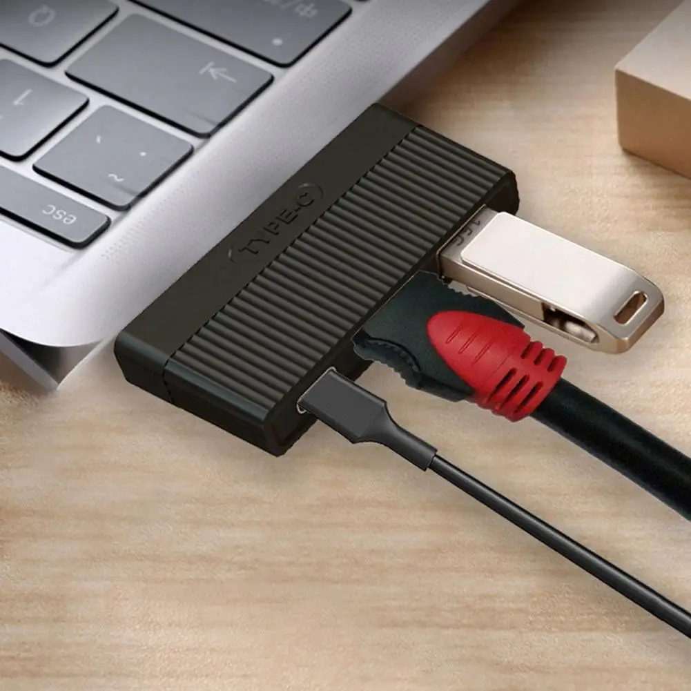 Type-C концентратор портативный 3 в 1 type-C к USB 3,0 4 K/2 K HDMI Plug and Play PD переходник для портативных ПК