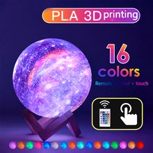 

3D Printing Starry Sky Light USB Rechargeable Touch Color Changing Remote Creative Home Decoration LED Moon Lamp Children's Gift