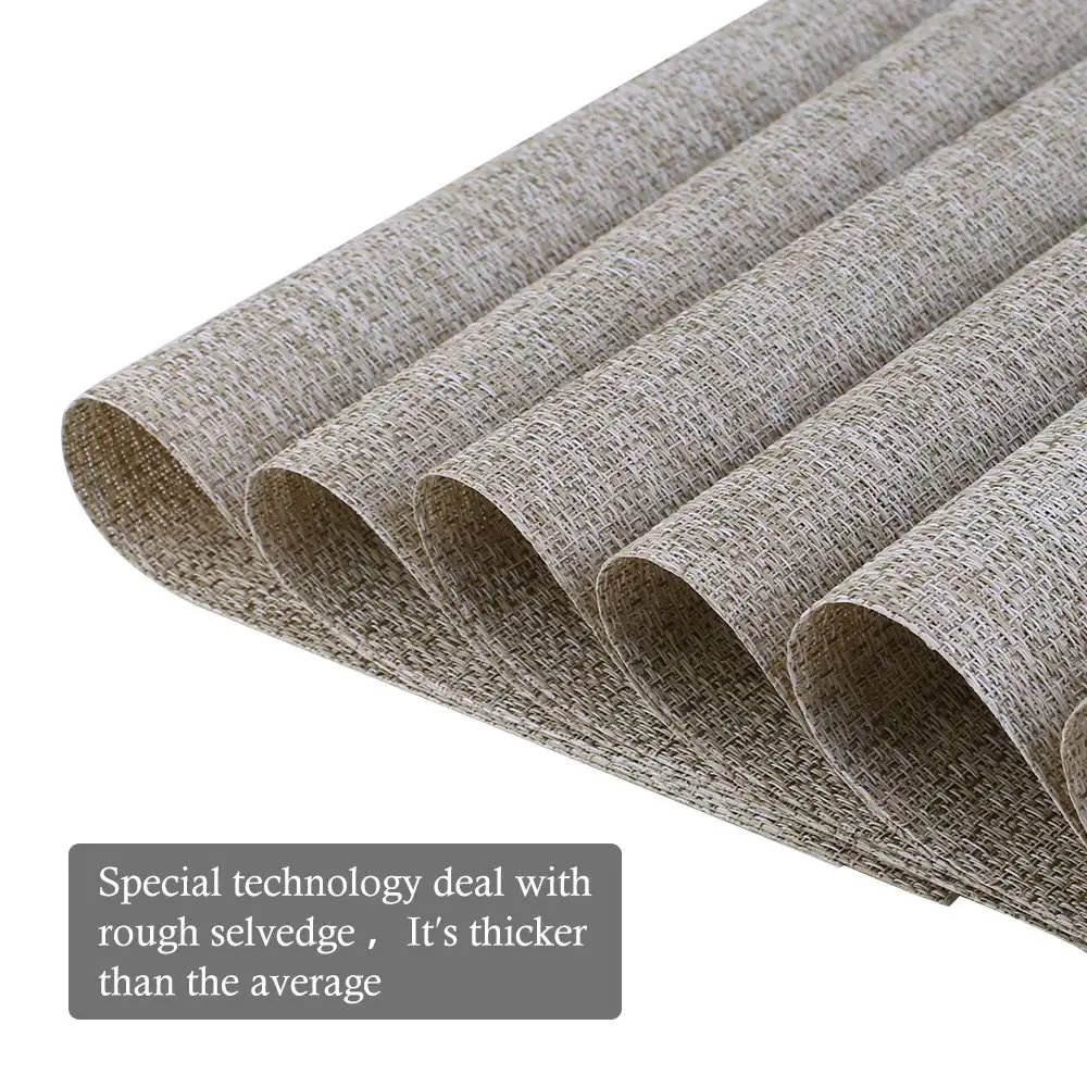 metable Set of 6 Heat-Resistant Placemats Stain Resistant Anti-Skid Washable PVC Table Mats Woven Vinyl Placemats