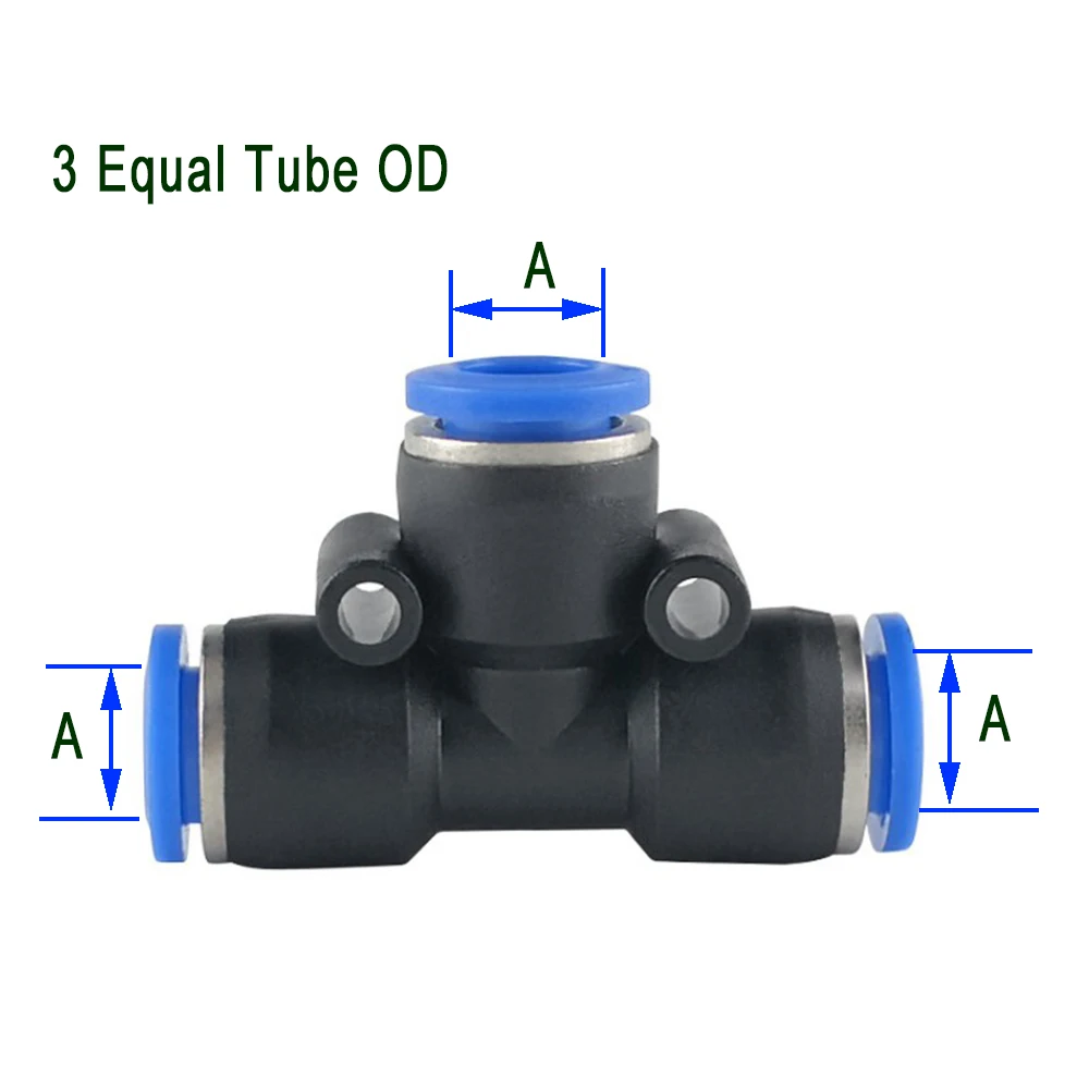 Воздушный Пневматический вставной фитинг 3 равных трубки OD тройник в форме