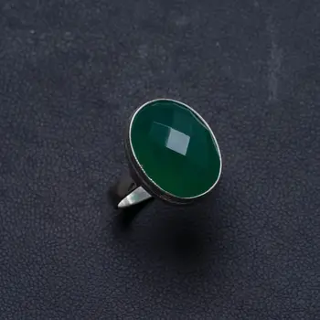 

Natural Chrysoprase Handmade Unique 925 Sterling Silver Ring, US size 5.75 X2251