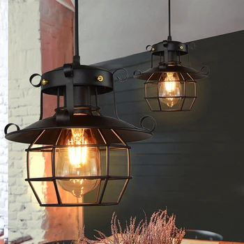 

Vintage Loft Pendant Light Metal Industrial Lamp Hanging Lighting Fixtures Cage Nordic Retro Loft Lamp Home Kitchen Bar Decor