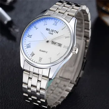 

Men Watch Luxury Black Dial Watches Stainless Steel Date Quartz Analog Sport Wrist Watch Relogio Masculino