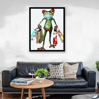 

Paint By Numbers DIY Acrylic Painting Kit for Kids & Adults Beginner - 16 inch x 20 inch Frog Shopping (Without Frame)