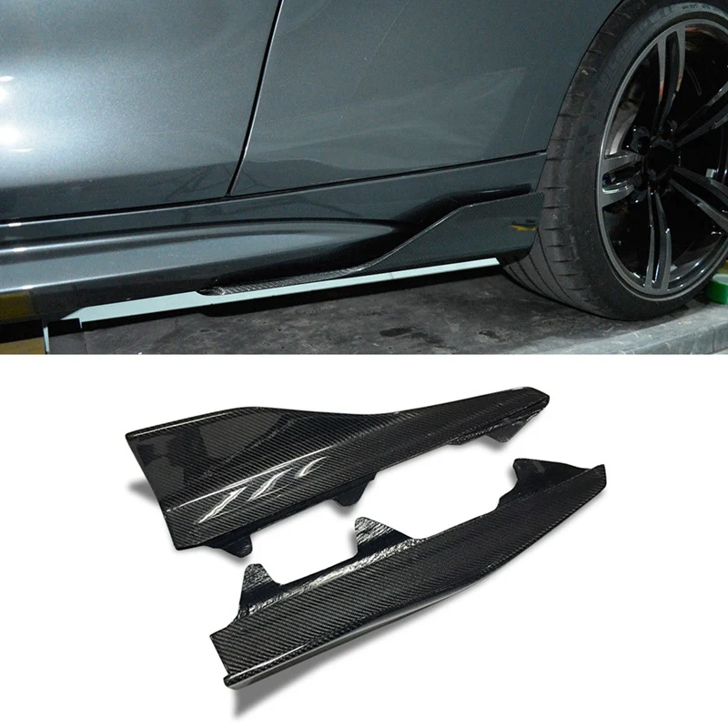 2Pcs Carbon Fiber Side Skirt Extension Splitters for BMW F87 M2-17