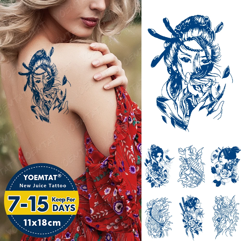 

Juice Ink Tattoos Body Art Lasting Waterproof Temporary Tattoo Sticker Prajna Geisha Beauty Tatoo Arm Fake Carp Totem Tatto