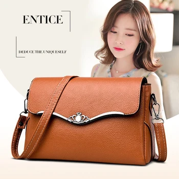 

Pu Leather Small Crossbody Bags For Women Solid Black Brown Loading Handle Shoulder Wallets And Bags Clutch For Girls 2020
