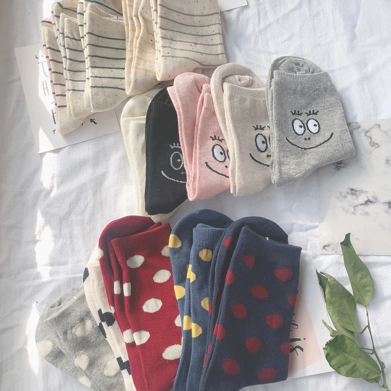 SP& CITY, 5 пар в наборе, женские милые Носки с рисунком смайлика Harajuku, женские хлопковые носки в подарок на год, Повседневные Удобные носки