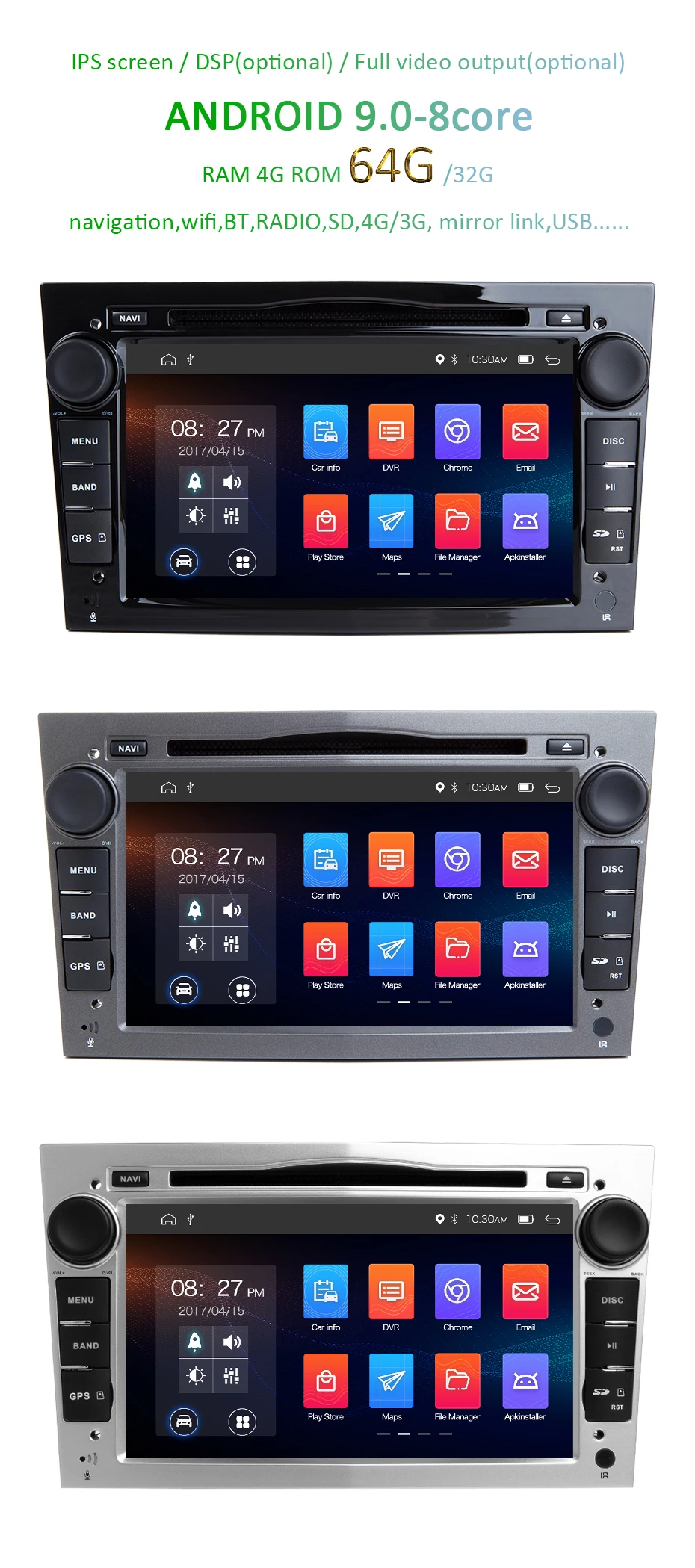 Sale Android 9.0 4 core/8 core IPS screen DSP 2 DIN Car GPS For opel Vauxhall Astra H G J Vectra Antara Zafira Corsa DVD PLAYER 2