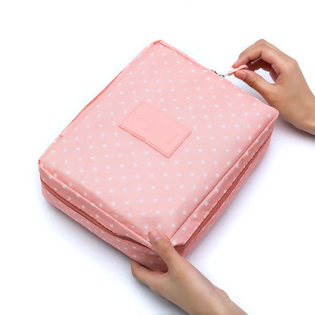 Outdoor Girls Make up Organizer Cases Women Cosmetic Bag Waterproof Female Storage Makeup Cases Pink Point