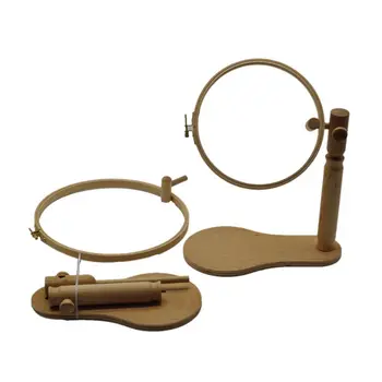 

21cm Round Wooden Embroidery Hoop Frame Stand Rack Holder Cross-stitch Rotatable Adjustable Craft DIY Tools Sewing Accessories