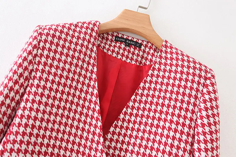 

2019 Western Style Early Autumn New Style Small Fresh Xinfeng Simple Thousands of Birds Coat 020-19150