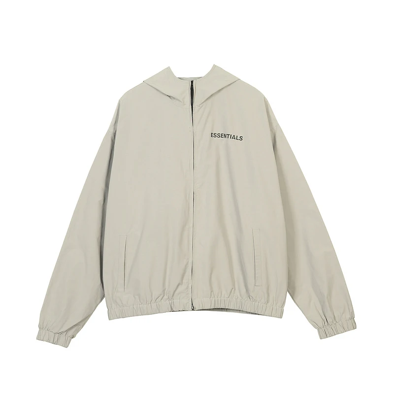 

2019 FG ESSENTIALS Collection Logo Printed Women Men Hooded Jacket Windbreaker Hiphop Streetwear Men Half Zipper Jacket Coat
