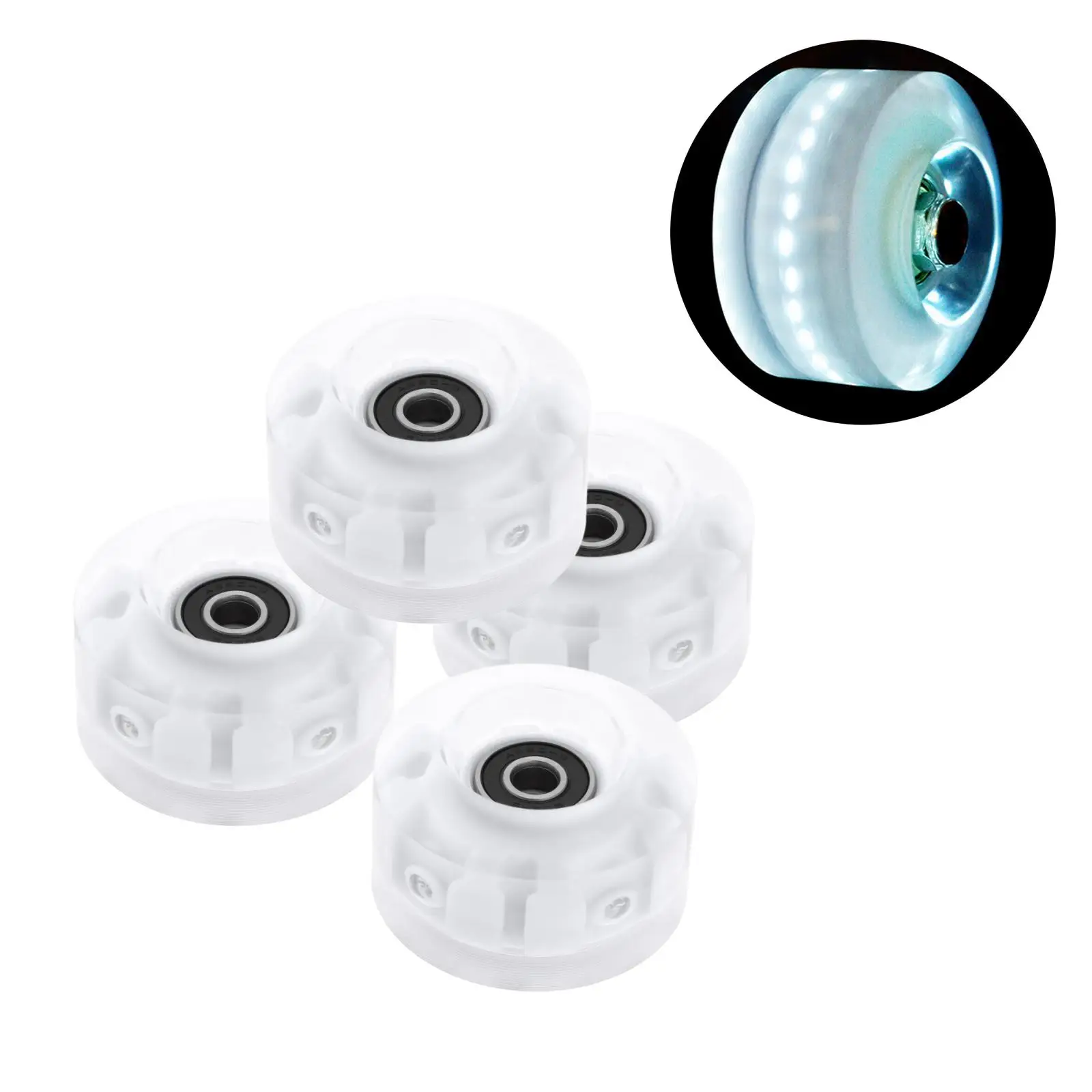 Set of 4, Luminous Light Up Quad Roller Skate Wheels with Bearings Installed -  Quad Roller Skate Wheels 32x58mm