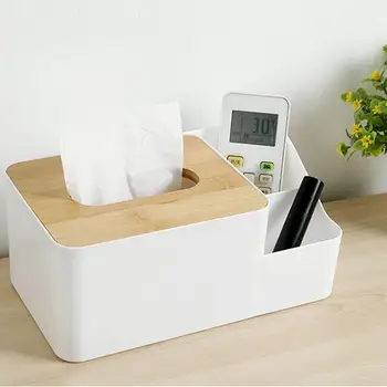 

Bamboo Wood Tissue Box Minimalist Multifunctional Living Room Home Drawer Storage Tray Napkin Remote Control Phone Storage Box