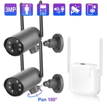 

Techage 4CH MIni Wifi NVR 3MP Wireless Security Camera Kit Outdoor PT Camera Two-Way Audio Record CCTV Video Surveillance System